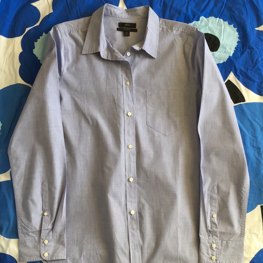 NWOT J Crew Classic-Fit Blue Boy Button Down Shirt in End-on-End Cotton, Size 10